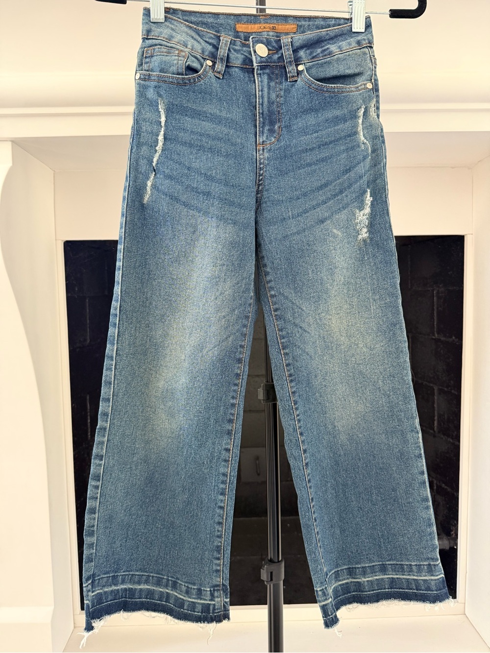 Joe's Jeans Kids Wide Leg Distressed Blue Denim Jeans-Crop- Girls Size 12